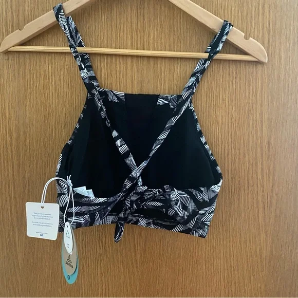 PRANA • NWT! “Regan” High Neck UPF 50+ Bikini Top - Black Springtime - Size S - Picture 6 of 16